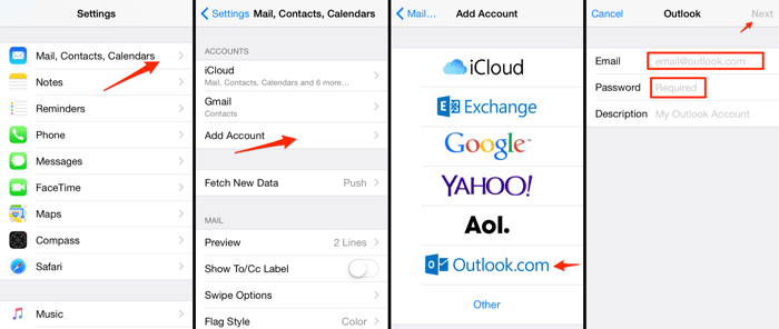 how to add email account to outlook on iphone